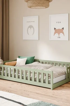 Lit au sol 140x200 sommier inclus Théa Olive Prix Réduit