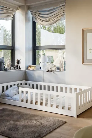 Bon Marché Lit au sol 80x160 sommier inclus Maya Blanc