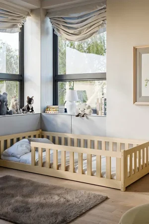 Réduction Lit au sol 80x160 sommier inclus Maya Bois
