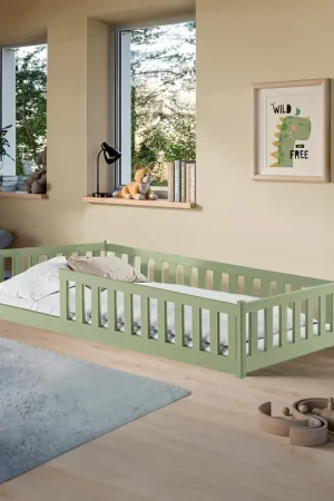 Acheter En Ligne Lit au sol 90x190 sommier inclus Maya Olive