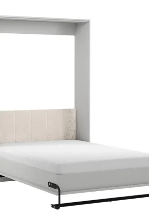 Lit escamotable 140x200 sommier et tête de lit inclus Fergus Blanc Populaire