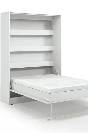 Lit escamotable 140x200 vertical sommier inclus Devon Blanc Expédié Aujourd'hui