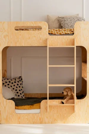 Lit superposé 90x190 échelle à droite sommier inclus Nadège Bois Super Prix