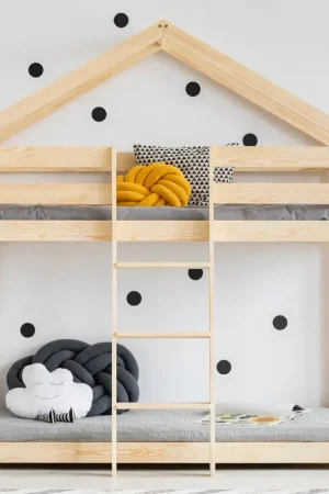 Promotion Saisonnière Lit cabane superposé 90x200 sommier inclus Hortense Bois