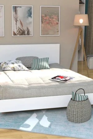 Lit 160x200 sommier inclus Cora Blanc Prix Réduit