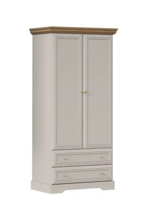 Armoire 2 portes 2 tiroirs Dulci Cachemire et Bois Haute Qualité