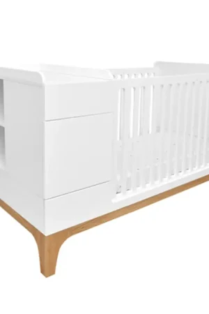 Lit combiné évolutif 70x120 en 70x160 Bellamy UP Blanc et bois Offre Exclusive