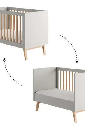 Lit évolutif 60x120 Pinio Swing Gris et bois Must-Have
