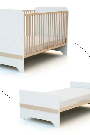 Expédition Rapide Lit évolutif 70x140 AT4 Carrousel Blanc et hêtre