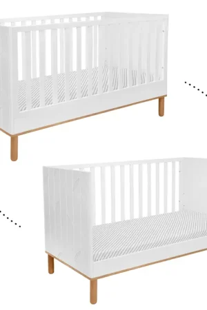 Lit évolutif 70x140 Bellamy Toteme Botanic Blanc et bois Satisfait Ou Remboursé