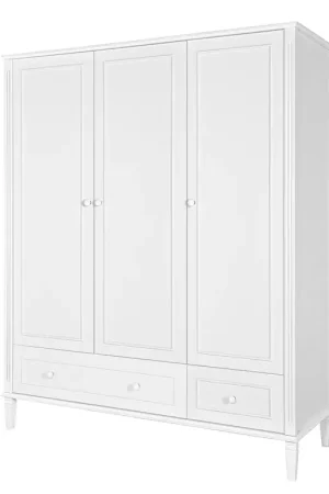 Petit Prix Armoire 3 portes 2 tiroirs Novelies Bianka Blanc