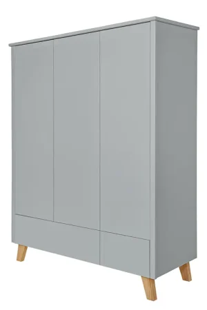 Offre Exclusive Armoire 3 portes 2 tiroirs Novelies Zara Gris