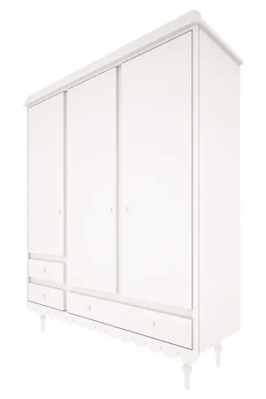 Armoire 3 portes 3 tiroirs Wood Luck Babushka Blanc Top Vente