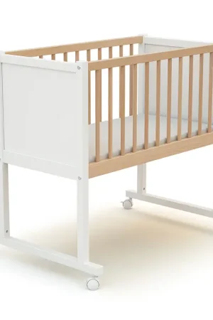 Soldes Berceau à roulettes 40x80 AT4 Confort Blanc et hêtre