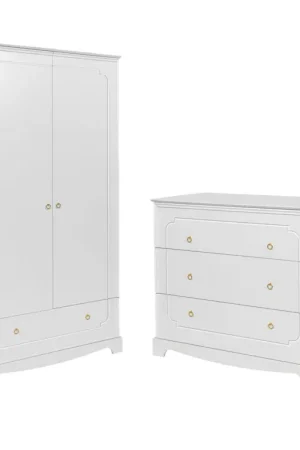 Commode 3 tiroirs et armoire 2 portes Bellamy Royal - Blanc Promotion Saisonnière