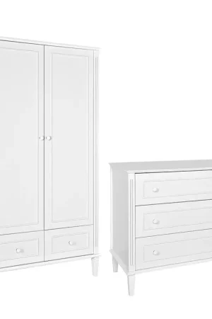 Offre Du Jour Commode 3 tiroirs et armoire 2 portes Novelies Bianka Blanc