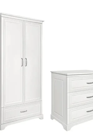 Commode 3 tiroirs et armoire 2 portes Novelies Melody Blanc Soldes
