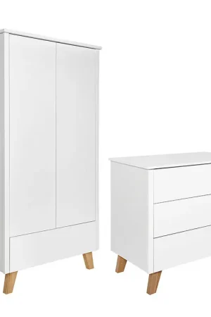 Offre Du Jour Commode 3 tiroirs et armoire 2 portes Novelies Zara Blanc