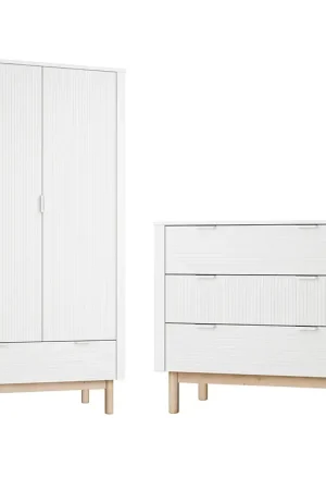 Commode 3 tiroirs et armoire 2 portes Pinio Miloo Blanc Nouveauté