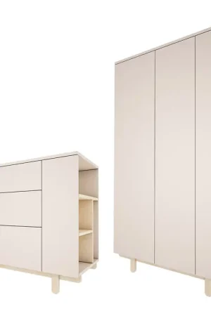Commode 3 tiroirs et armoire 2 portes Wood Luck Romy - Cachemire Bon Plan