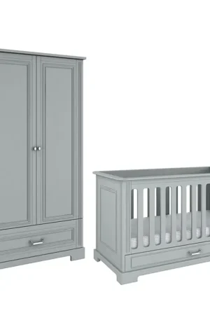 Nouveauté Lit évolutif 70x140 et armoire 2 portes Bellamy Ines Gris