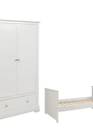 Super Prix Lit évolutif 70x140 et armoire 2 portes Bellamy Marylou Blanc