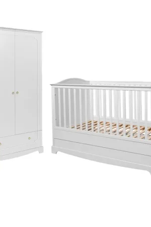 Paiement Sécurisé Lit évolutif 70x140 et armoire 2 portes Bellamy Royal - Blanc