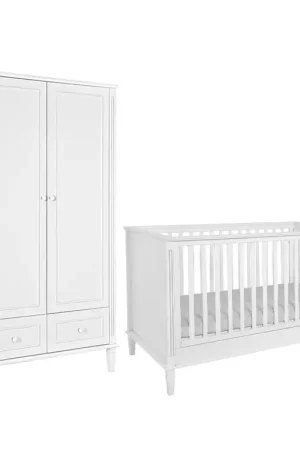 Soldes Lit évolutif 70x140 et armoire 2 portes Novelies Bianka Blanc