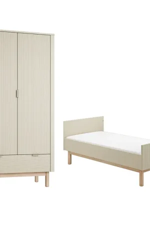 Offre Spéciale Lit évolutif 70x140 et armoire 2 portes Pinio Miloo Champagne