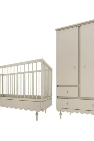 Lit évolutif 70x140 et armoire 2 portes Wood Luck Babushka Olive Soldes