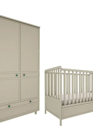 Commander Maintenant Lit évolutif 70x140 et armoire 2 portes Wood Luck Gabriel - Vert Eucalyptus