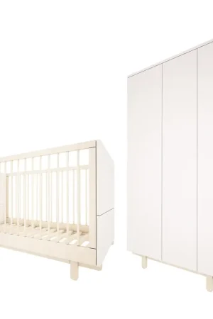 Nouvel Arrivage Lit évolutif 70x140 et armoire 2 portes Wood Luck Romy - Blanc