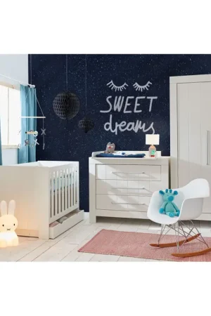 Chambre complète lit bébé - commode à langer - armoire Pinio Calmo Blanc Offre Limitée