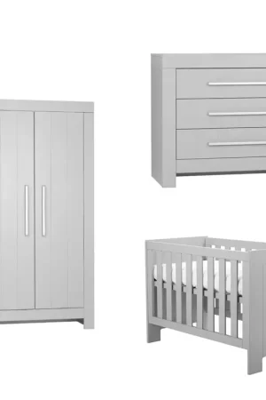 Chambre complète lit bébé - commode à langer - armoire Pinio Calmo Gris Promotion Saisonnière