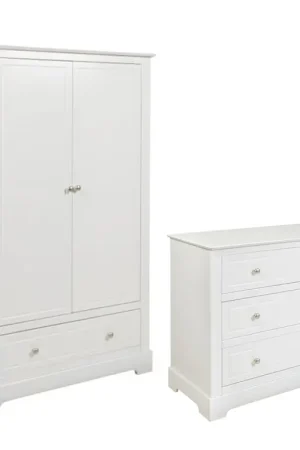 Commode 3 tiroirs et armoire 2 portes Bellamy Marylou Blanc Solde