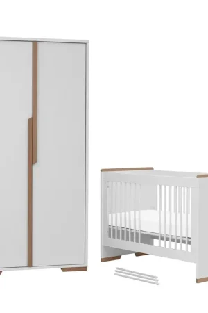 Lit bébé et Armoire Pinio Snap Blanc et bois Authentique