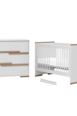 Prix Promo Lit bébé et commode à langer Pinio Snap Blanc et bois