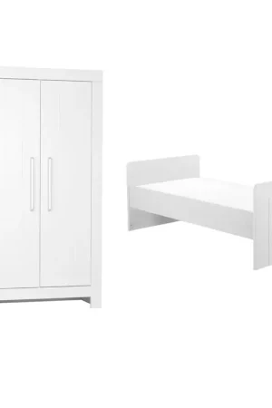 Satisfait Ou Remboursé Lit bébé évolutif et Armoire Pinio Calmo Blanc