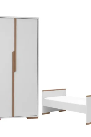 Expédition Rapide Lit bébé évolutif et Armoire Pinio Snap Blanc et bois