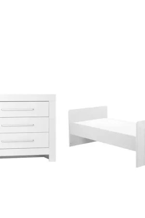 Lit bébé évolutif et Commode à langer Pinio Calmo Blanc Offre Limitée