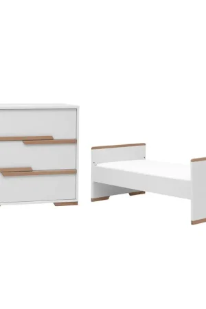 Soldes Lit bébé évolutif et commode à langer Pinio Snap Blanc et bois