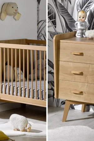 Meilleure Vente Lit bébé évolutif et commode grand modèle Maelyne Bois