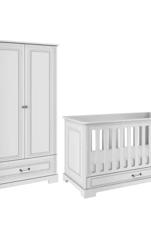 Marque Lit évolutif 70x140 et armoire 2 portes Bellamy Ines Blanc