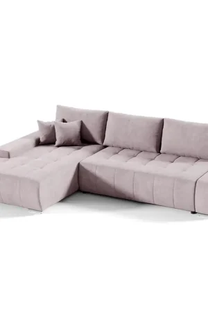 Bon Plan Canapé d'angle convertible gauche 4 places avec coffre Jonas Rose