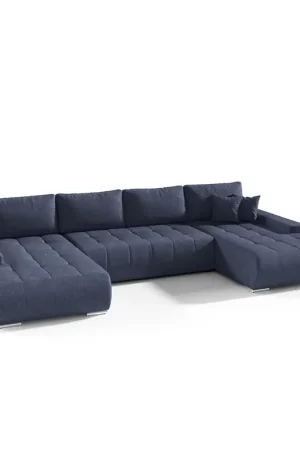 Vente Flash Canapé U 5 places convertible coffre Jonas Bleu Marine