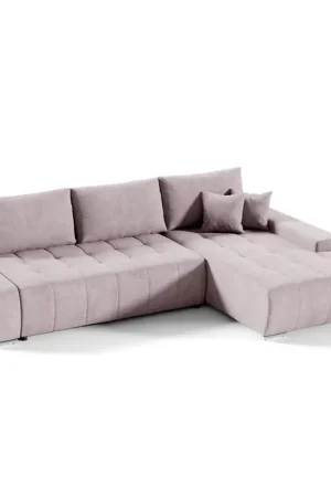 Livraison Express Canapé d'angle convertible droit 4 places avec coffre Jonas Rose