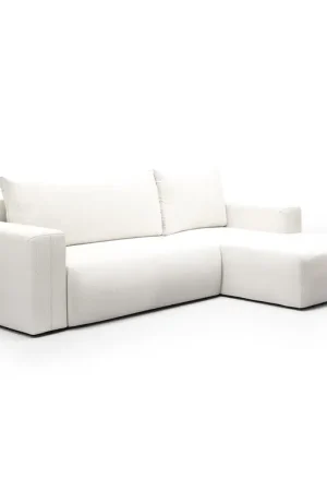 Canapé d'angle convertible droite 3 places coffre Bliss Blanc Cassé Prix Cassé