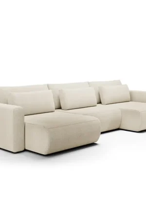 Canapé U 4 places convertible coffre Evy Beige Dernière Chance