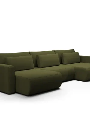 Acheter En Ligne Canapé U 4 places convertible coffre Evy Vert Sapin