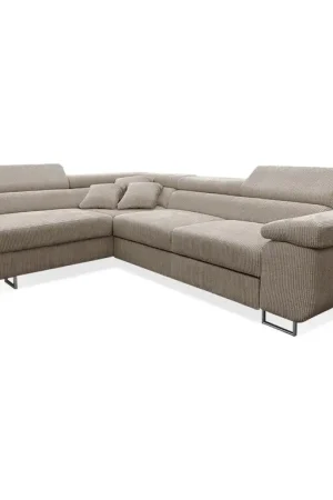 Produit De Marque Canapé d'angle convertible gauche 4 places coffre Martin velours côtelé Taupe